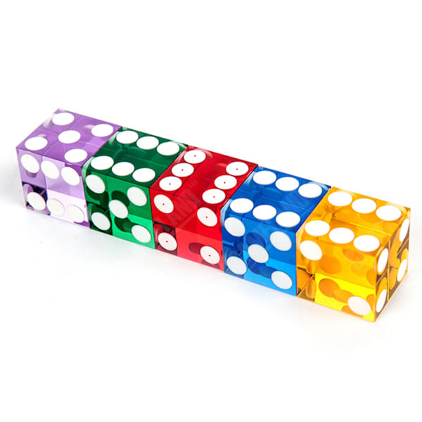 Korkea-asteen akryyli läpinäkyvä noppa kuusisivuinen D6 19mm kasino noppasetti 5 kpl Purple