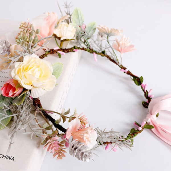 Handgjorda blomkrans pannband blommig krans bröllopsfest huvudband