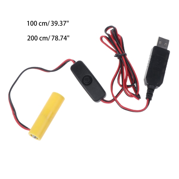 USB power för AA-batteri Byt ut 1 AA 1,5V-batteri för LED-lampor 1m 1m