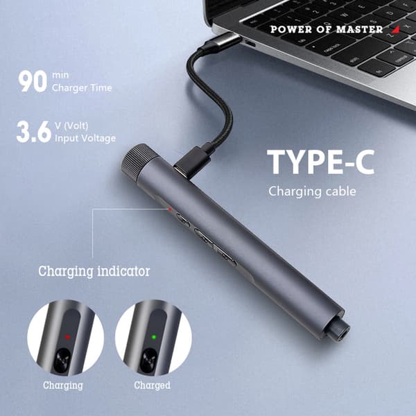 Ladattava johdoton ruuvimeisselisarja ergonomisella otteella ja LED-valolla