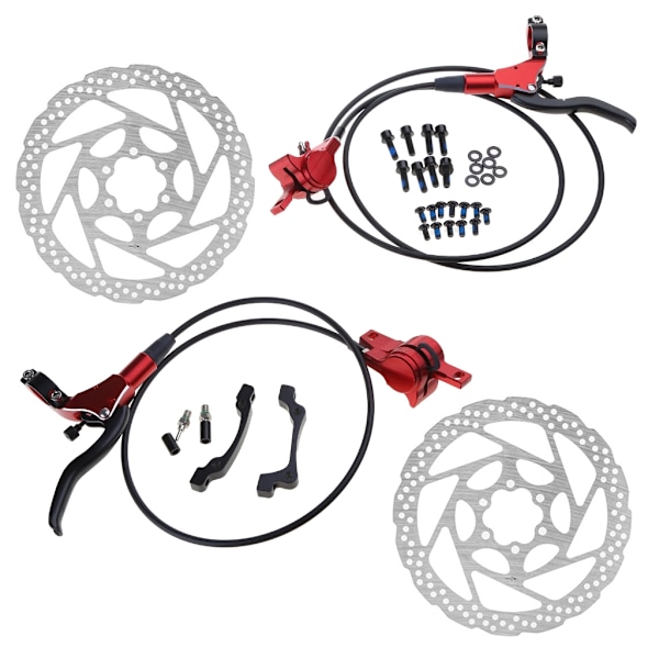 MTB hydrauliske skivebremser foran og bak - sett for terrengsykler Red Brake + Disc