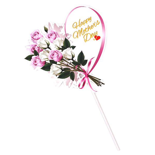 10 stk/sett Happy Mothers Day Kake Toppers Sweet Heart Blomsterbånd Print Cupcake Picks Dekorasjon Fest Favoritter Dessert rekvisita Bakeverktøy