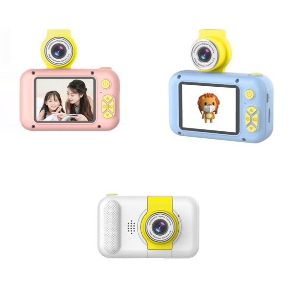 Barnkamera Barn Selfiekamera 2,4-tums IPS-skärm Digitalkameror 180° Flip Len Studentkamera Jul Födelsedagspresent Pink 16G