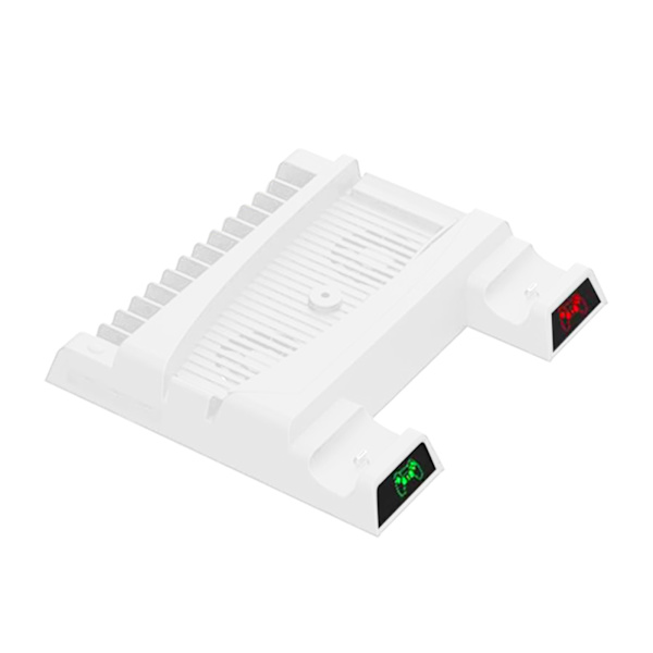 Til stativ med køleblæser og dobbelt controller-opladerstation til konsolopladningsdock med 13 spilopbevaring