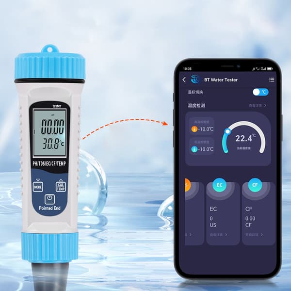 TDS/Surhet/Temperaturmåler Digital Vannkvalitet 5-i-1 Monitorer