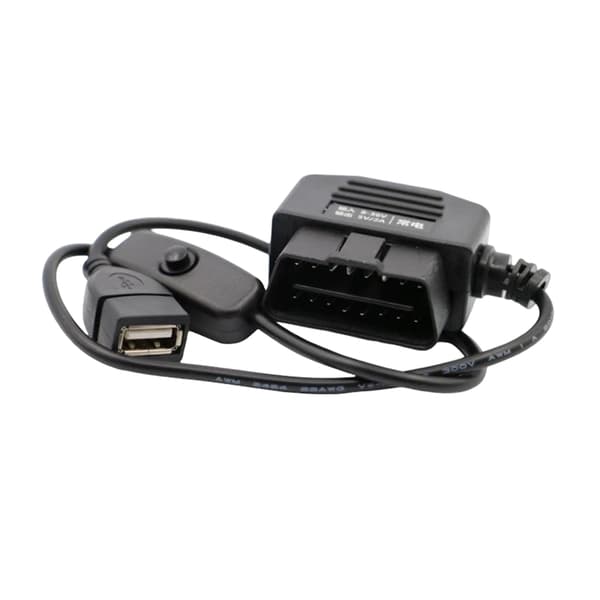 OBD II USB-strømadapterkabel egnet for bilkamera og telefonlading