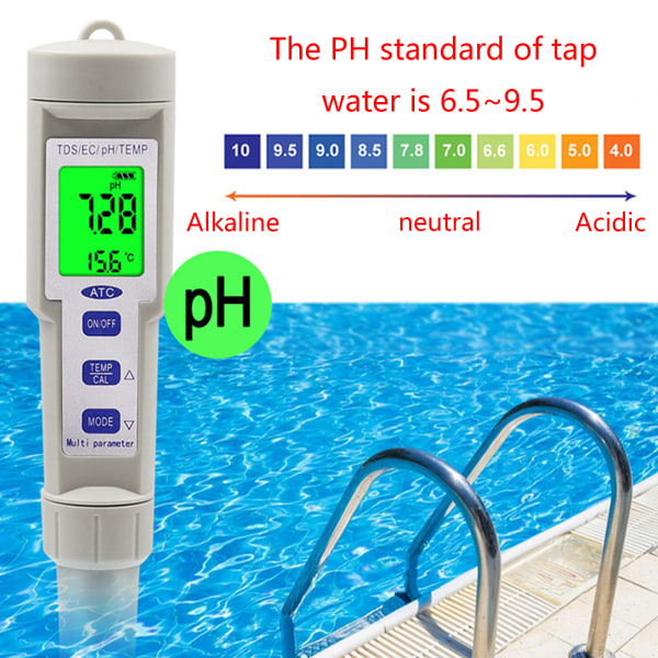 Hög noggrannhet Pen typ pH-mätare PH/TDS/EC/Temp 4 i 1 vattenkvalitetstestmätare