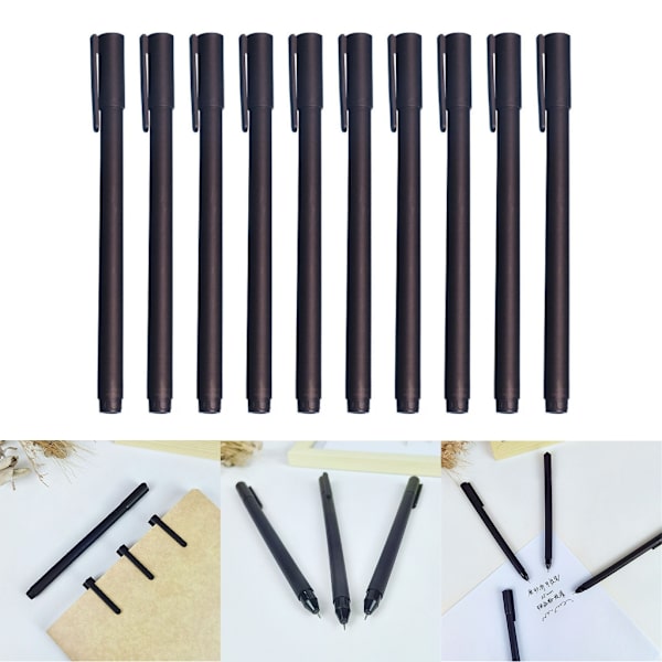 10x Hurtigtørrende Gel Ink Pen Sort Neutral Pen 0,5 mm Signature Pen til Student