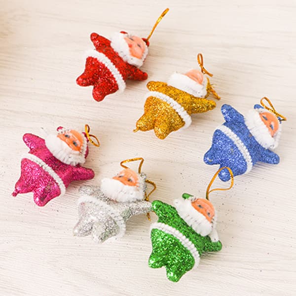 6-pack Julgransprydnader Set Liten Jultomte Figur Prydnad