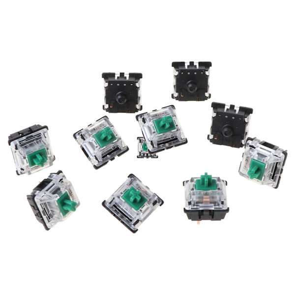 10st tangentbordsomkopplare Gateron MX 3-stifts gröna omkopplare Transparent för case för Cherry MX mekaniska tangentbord