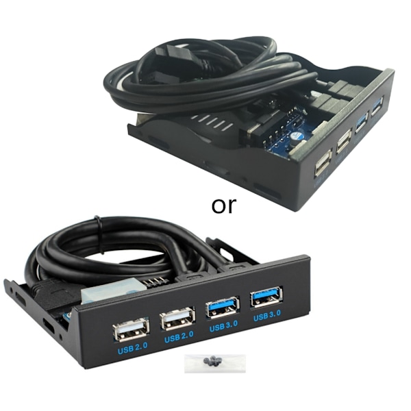 Snabb 4-portars USB -adapter 60 cm Kabelexpansion Diskettfack Plug for Play Professional Desktop Hub Frontpanel Fack 4 Port H