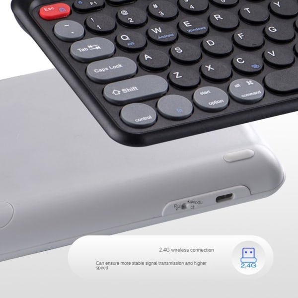 Ergonomiskt Bluetooth-kompatibelt 2,4G-tangentbord Bekvämt för 3 enheter Knappsats Anslut med inbyggt uppladdningsbart batteri Black