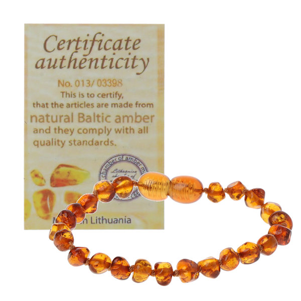 Naturligt Baltic Amber Armband för bitringar Baltic Amber Anklet Baby Bead Smycken