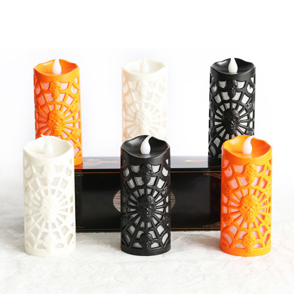 Halloween Candle Light Led Ljusstake Färgad Ghost Skull Skräckdekor Black