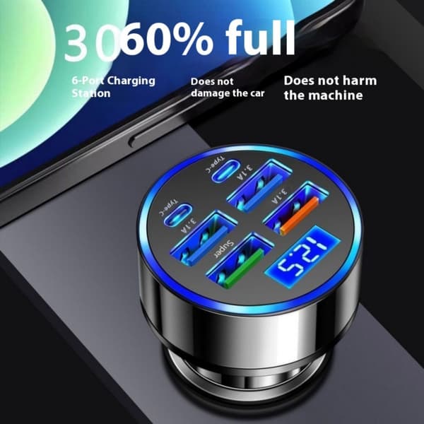 2PD USB C 4 USB-port biloplader 50W hurtige strømadaptere til tablet