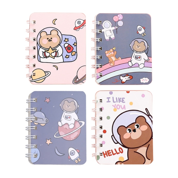 Cartoon Mini Pocket Spiral Notebook Tom/Fodrad anteckningsbok 4,13x3,15 tums anteckningsblock för förskolebarn i dagis null - Rainbow Bear