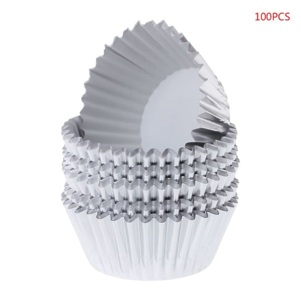 100 stk Papir Cupcake Cup Aluminiumsfolie Muffin Bagekopper Liners Cupcakes til C