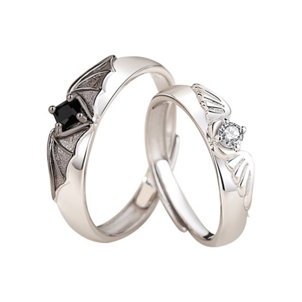 2 stk Dæmon & Angel Finger Ring Matchende Par Venskab Åben Justerbare Ringe Sæt Minimalistisk Forlovelsessmykker