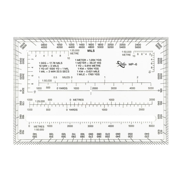 Militär gradskiva Yttre kanter 0-6400 Miles Koordinatskala Kartmätverktyg