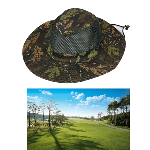 Camp Hat Solbeskyttelse Hat Brede Skygger Sol Hat Stor Hat med Halsstrop Green