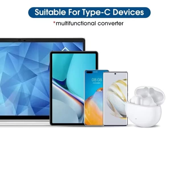 8-pin hunn til USB C hann adapter for hurtiglading og dataoverføring