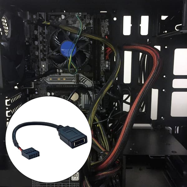 9-stifts till Typ E Moderkort Header-kabel med främre Typ C-portstöd