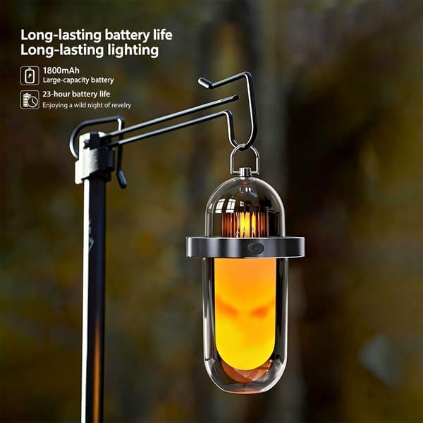 Hengende LED-campinglampe med 8 skiftende fargemoduser og solid bærehake