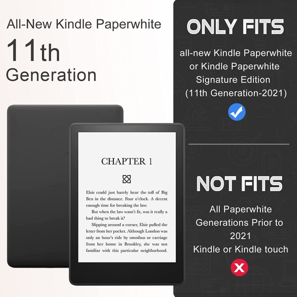 för Smart for Case PU- cover för med automatisk väckning/sömnfunktion för Kindle Paperwhite 11:e generationen 2021 / 5 Signa Black