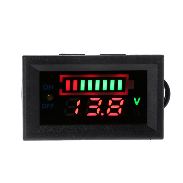 12V bilblybatteri Kapacitetsindikator Voltmeter Power Tester med Switch Enkel att installera