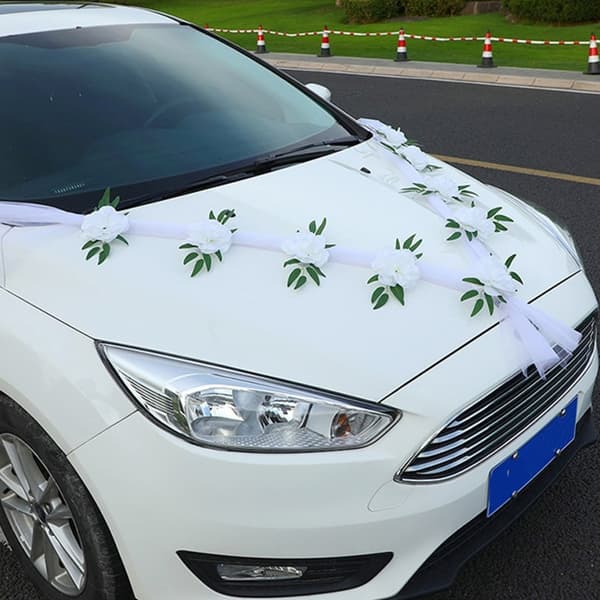 Kunstig Blomst Brude Bil Dekor Permanent Bryllupsbil Blomsterdisplay