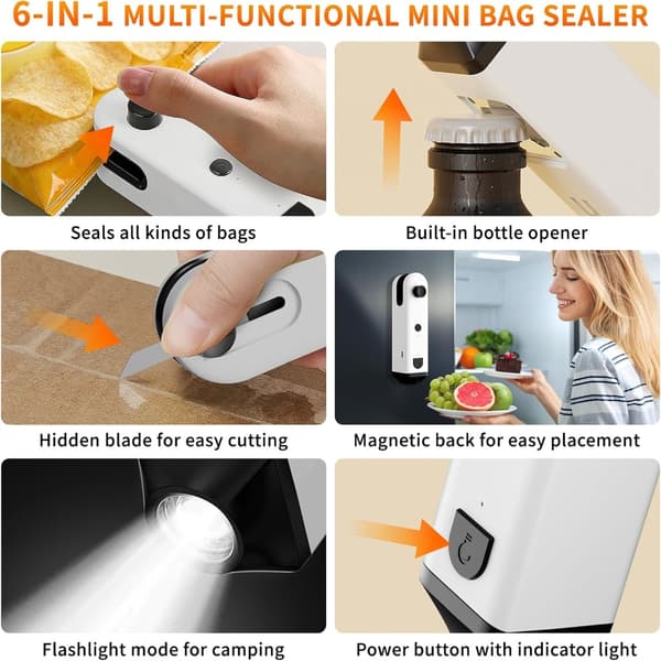 Effektiv chipsposeforsegler med magnetisk bakside og ergonomisk håndtaksdesign