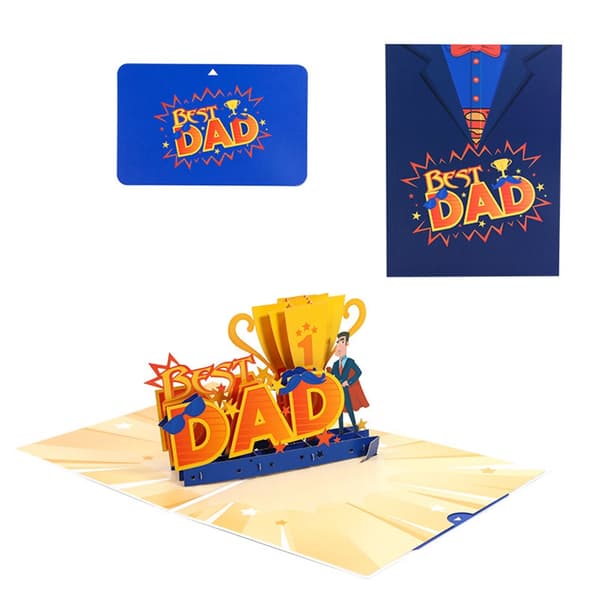 3D Fars Dag Bästa Pappa Pappers Grattiskort Män Make Manlig Present