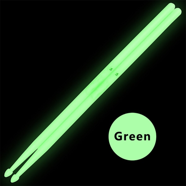 1 Pair 5A Drumsticks Noctilucent Luminous Bright LED Light Up Drum Stick Luminous Green