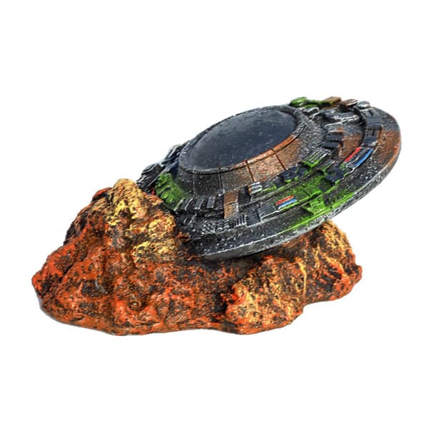 Nedsunket Romskip Akvarium Dekorasjoner Resin UFO Ornamenter Betta Skjulested