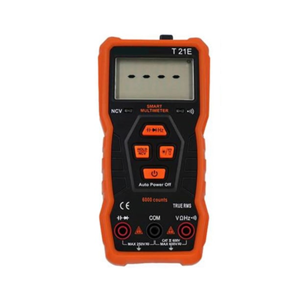 T21E Bakgrundsbelysning NCV Digital Multimeter Automatisk Multifunktionell AC/för DC Voltmeter True RMS Diodresistens HZ Tester