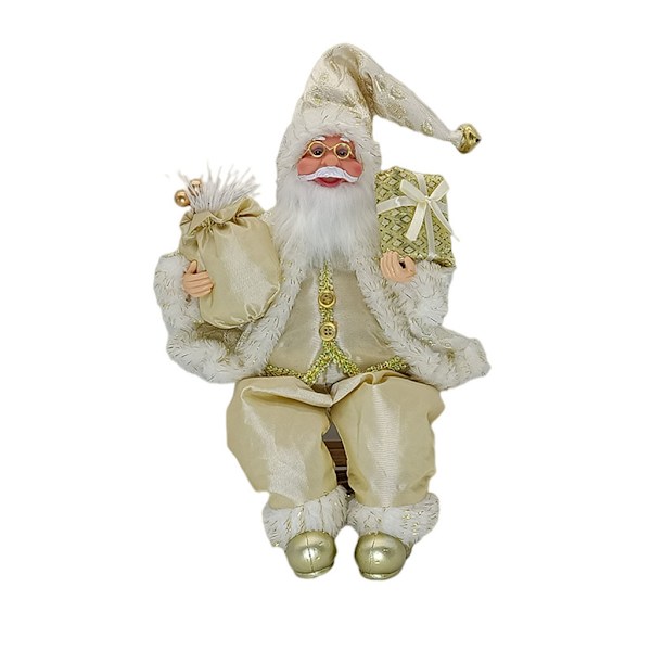 14'' Sittande jultomtefigurer Julfigurdekorationer Hängande julgransprydnader Tomte för docka Leksak Samlarstatyer