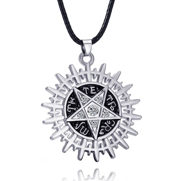 Supernatural Dean Possession Symbol Pentagram för Sun Pendant Läderhalsband