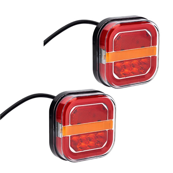 12V 24V LED dynamisk billastebil Baklyssignal Baklysindikator Blinkende varsellys Passer til busshenger 2 stk.