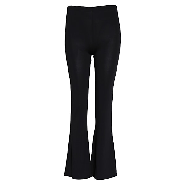 Dam Elastiska Bellbottoms Flared Hem Stickade Strumpbyxor Byxor Leggings Black