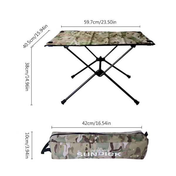 Ultralätt campingbord för utomhusbruk, litet hopfällbart bord för picknick och grillning Army Green