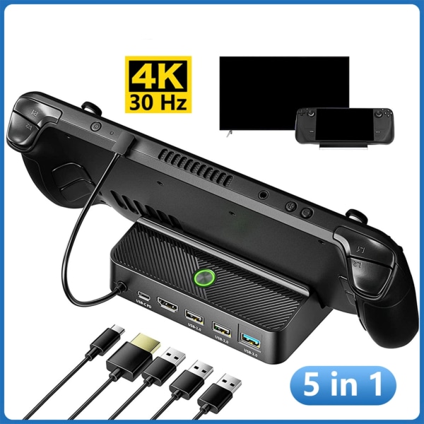 5 i 1 HDMI-kompatibel videoadapter för Steam Deck TV Video Converter Bärbar laddare Dockning för Steam Deck Console