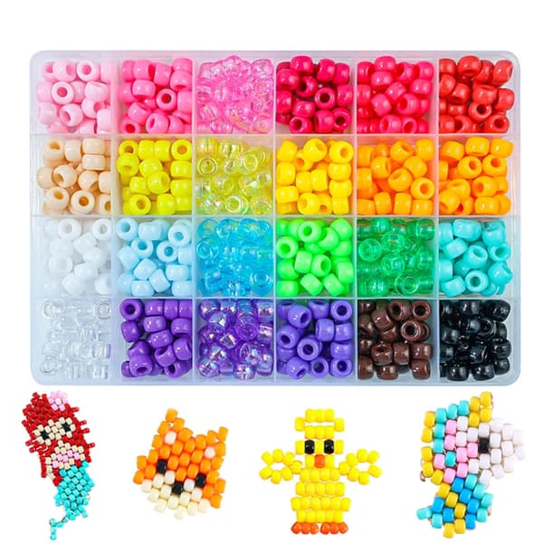 Smykkefremstillingssæt med 24 lyse farvede perler til trådspil