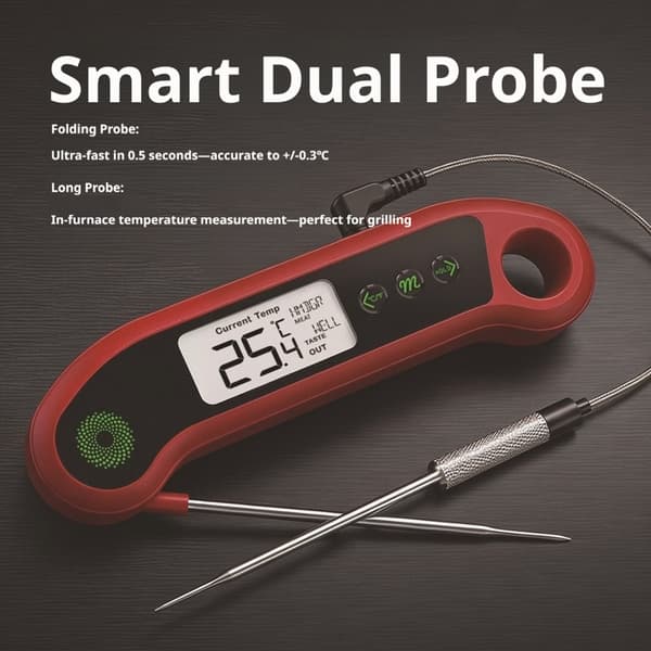Mattermometer med sladdprob för grill och ugn