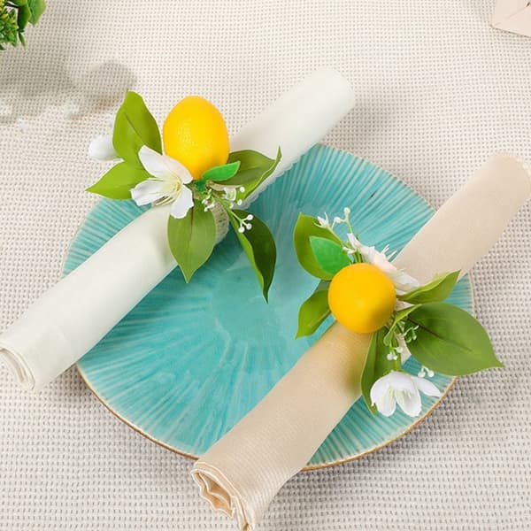 Förpackning med 6 citronblomservettringar till bröllopsmiddagsdukningstillbehör
