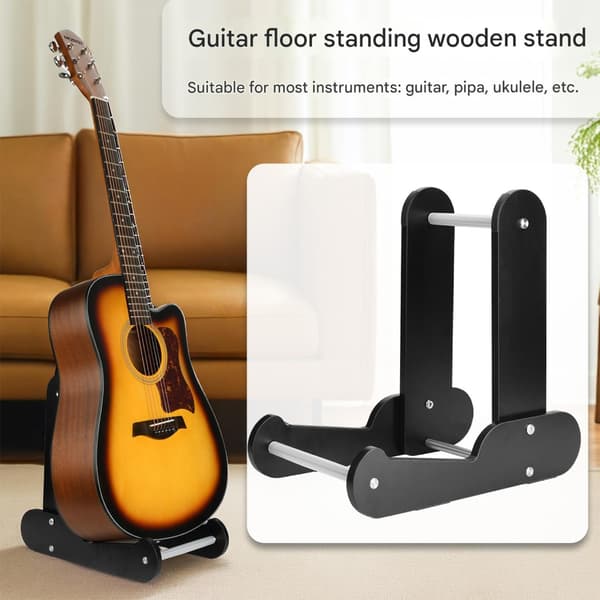 Trä Musikalisk Instrument Display Rack Universal Stöd Golv Gitarrhållare