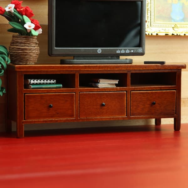 Dukkehus Miniature Møbler TV-skab Stue Scene Display Tilbehør