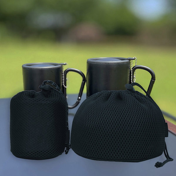 Nylon Net Drawstring Taske Udendørs Camping Bestik Organizers Opbevaringspose Large and Small