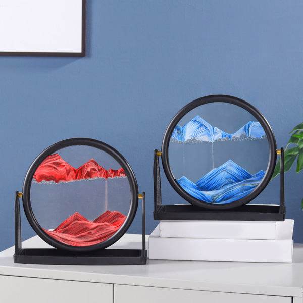 Roterbar rörlig sandkonstbild 3D-rörelsedisplay Flödande kvicksandsram för hem, sovrum, vardagsrum, dekoration, presenttillbehör Red