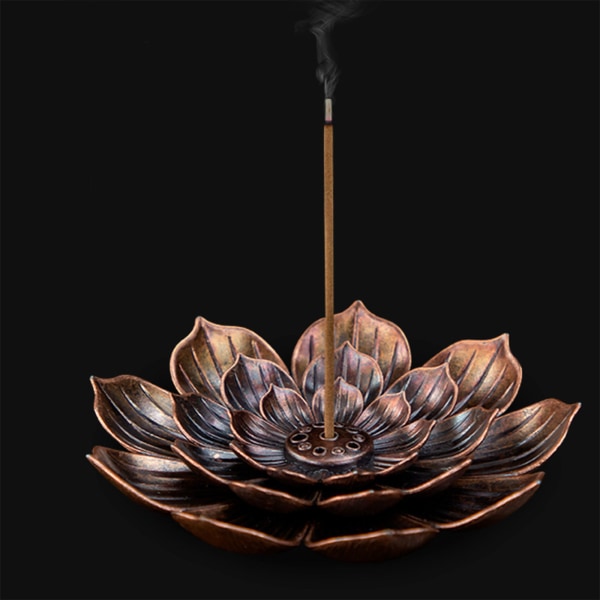 Rökelsestickhållare i mässing Lotus Inscent för brännarskiva Löstagbar rökelseaskfångare med 6 rökelsehål för Meditat Gold S
