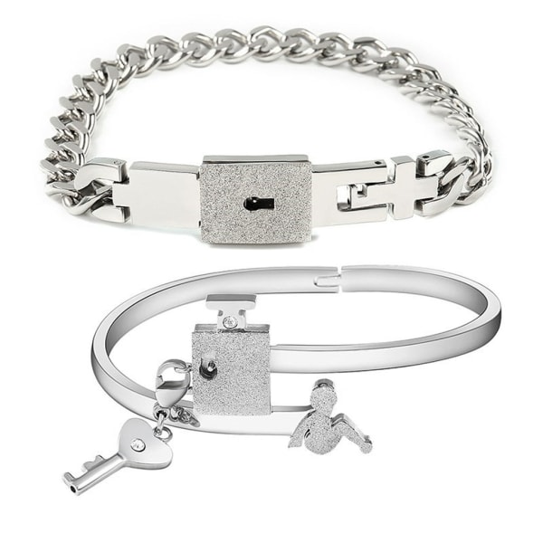 His Hers Love Heart for Key Lock Macthing Armbånd Armbånd til Key Pendant Armbåndssæt Gave til kæreste Veninde Eng